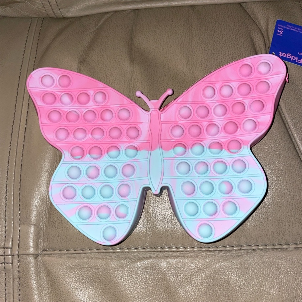 Up & Up Pink and Blue Butterfly Pop Fidget Pencil Pouch Colorful NWT Cute Style